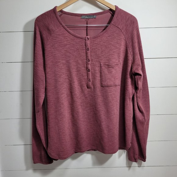 Prana Hensley Organic Cotton Long Sleeve Purple Shirt Women's sz Large - Picture 1 of 7